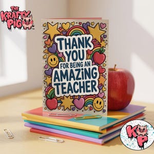 Printable Teacher Thank You Card | &quot;Thank You for Helping Me Shine&quot; | Cute Rainbow Sun Design | Instant Download | End of Term Gift