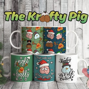 "Set mit 5 Erwachsenen Lustige "JINGLE BALLS" 11 Unzen Becher Design, Sublimation Benutzerdefiniertes digitales Becheretikett, personalisiertes Geschenkpaket, einzigartiger Humor für Erwachsene vol2