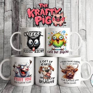 5 FUNNY ANIMAL Mug Wrap, Sublimation 11oz mug wrap, Custom mug Designs, personalized Gift, Coffee Cup, animal mug, vol 2