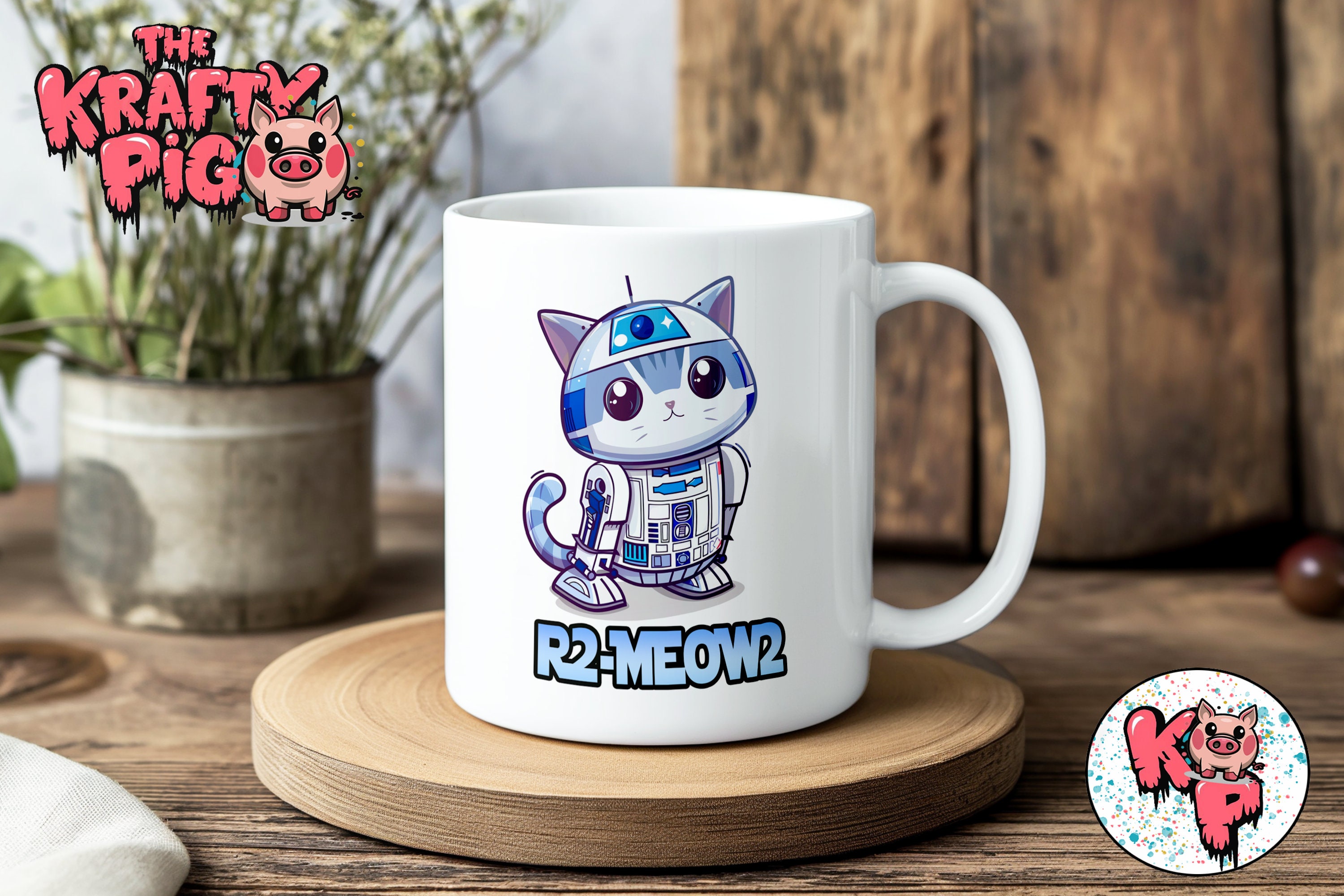 Paw Wars R2-meow2 Mug Wrap: Funny Cat Design (PNG Digital Download