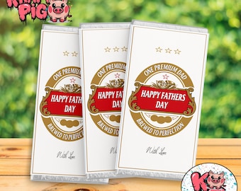 Beer-Themed Father’s Day Chocolate Bar Wrapper: Stella-Inspired Label (Instant Download)