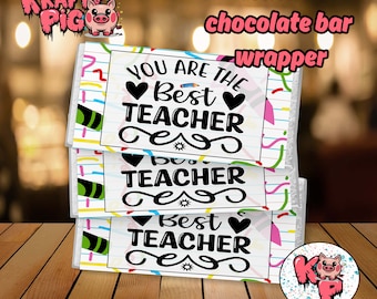 Bedankt LERAAR, schoolverlaters, viering, leraar cadeau, gepersonaliseerde chocoladereep wrapper, candy bar wrapper, digitaal PNG-label, cadeau