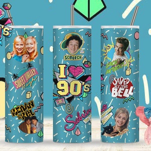 Retro 90er Jahre Kids / Teen Tv-Show inspiriert Getränkebecher Sublimation, Digital, Handwerk, Geschenk, Clipart, ich liebe die 90er Jahre, 20 Unzen Skinny Tumbler Design 2023