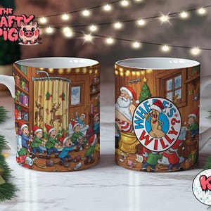Naughty Santa 11oz Mug Wrap Design - Where's Willy? | Adult Humor Christmas Gift | Funny Xmas Coffee Cup | Secret Santa