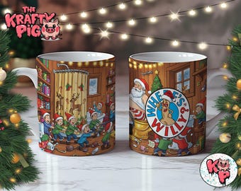 Naughty Santa 11oz Mug Wrap Design - Where's Willy? | Adult Humor Christmas Gift | Funny Xmas Coffee Cup | Secret Santa