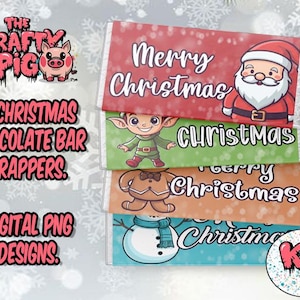 4er-Set Weihnachtsschokoladenverpackungen, Feier, Geschenk, personalisierte Schokoladenverpackung, frohe Weihnachten, Heiligabend Box, frohe Weihnachten