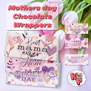 Set of 3 MOTHER'S DAY Chocolate bar Wrappers, Celebration Gift, Personalised Chocolate Bar, Candy Bar Digital label, Unique Gift, Mama, Mom
