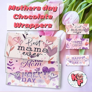 3er-Set MUTTERTAG Schokoladenverpackungen, Feiergeschenk, personalisierte Schokoladentafel, Candy Bar Digitales Etikett, einzigartiges Geschenk, Mama, Mutter