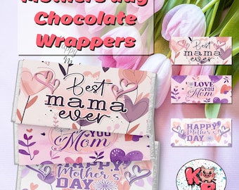Set di 3 incarti per barrette di cioccolato per la festa della mamma, regalo per celebrazioni, barretta di cioccolato personalizzata, etichetta digitale per barretta di cioccolato, regalo unico, mamma, mamma