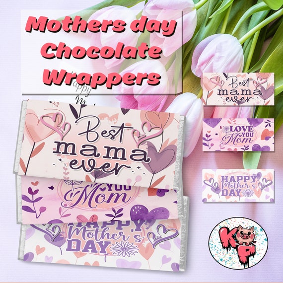 Set of 3 MOTHER'S DAY Chocolate bar Wrappers, Celebration Gift, Personalised Chocolate Bar, Candy Bar Digital label, Unique Gift, Mama, Mom