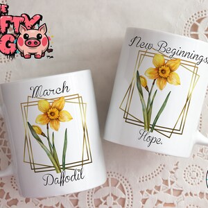 Taza personalizada con diseño de flor del mes de nacimiento de 11 oz, envoltorio de taza personalizado con sublimación que significa narciso de marzo, regalo personalizado para mamá, abuela, tía y amigos