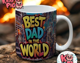 Worlds Best DAD Mug Wrap, Sublimation 11oz Mug design, Coffee Mug, PNG Wrap, Gift, Fathers day gift, Gift for Dad, dad mug, best dad mug