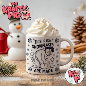 Weihnachten SCHNEEMANN "Wie Schneeflocken gemacht werden" Becher-Verpackung, Sublimation 11 Unzen Becherverpackung, lustige Tassen, kundenspezifische Becher, Weihnachtsbecher, lustiges Geschenk, PNG-Becher