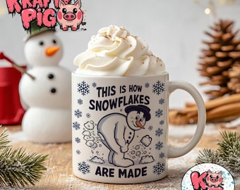 Funny Christmas Snowman Mug Wrap: "How Snowflakes are Made" (Digital PNG)