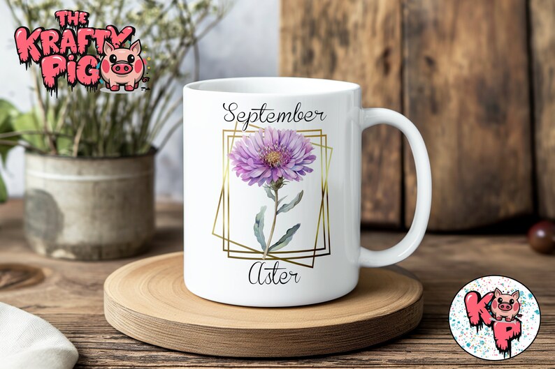 BIRTH Month FLOWER 11oz Mug Design, SEPTEMBER Aster Meaning Sublimation