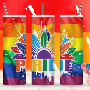 Set van 3 UNIQUE PRIDE FLAG drinkbekers, sublimatie, regenboog kleurrijk digitaal, ambacht, cadeau, clipart, 20oz magere bekerontwerpen