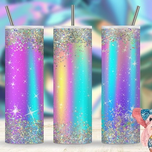 Copo de bebida com glitter holográfico, sublimação, opala, colorido, digital, artesanato, presente, clipart, copo de 20 onças, design de copo fino