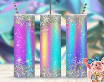 HOLOGRAPHIC GLITTER Drink Tumbler, Sublimation, opal ,colourful Digital, craft, Gift, clipart, 20oz tumbler, skinny tumbler design