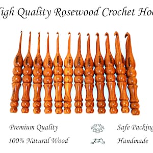 Handmade Wooden Crochet Hook Set – Ergonomic Knitting Needles for Yarn, Weaving & Craft – Comfortable Grip Crochet Tools for DIY Projects