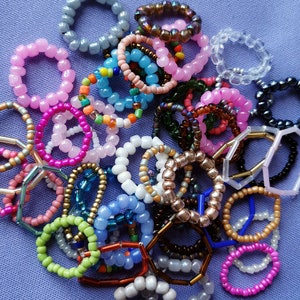 mystery colorful beaded ring promise ring elastic