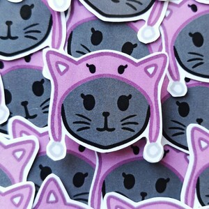 Gato com chapéu de gato Ilustração Adesivo brilhante à prova d'água