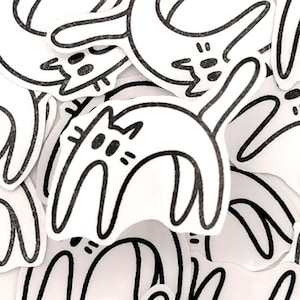 Anxious Cat Illustration Sticker shiny waterproof
