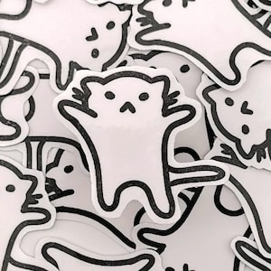 Tote Katze Illustration Aufkleber glänzend wasserdicht