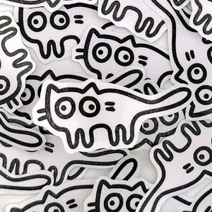Silly Cat illustratiesticker glanzend waterdicht