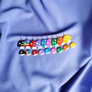 Kawaii Mushroom Earrings: Colorful Ironing Beads, Stainless Steel