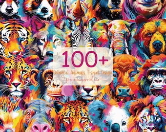 100+ Colorful Animals T-shirt Design Bundle, Animals Clipart Bundle, Animal Png for Sublimation, Animal İllustration Png, Cool Animals Png