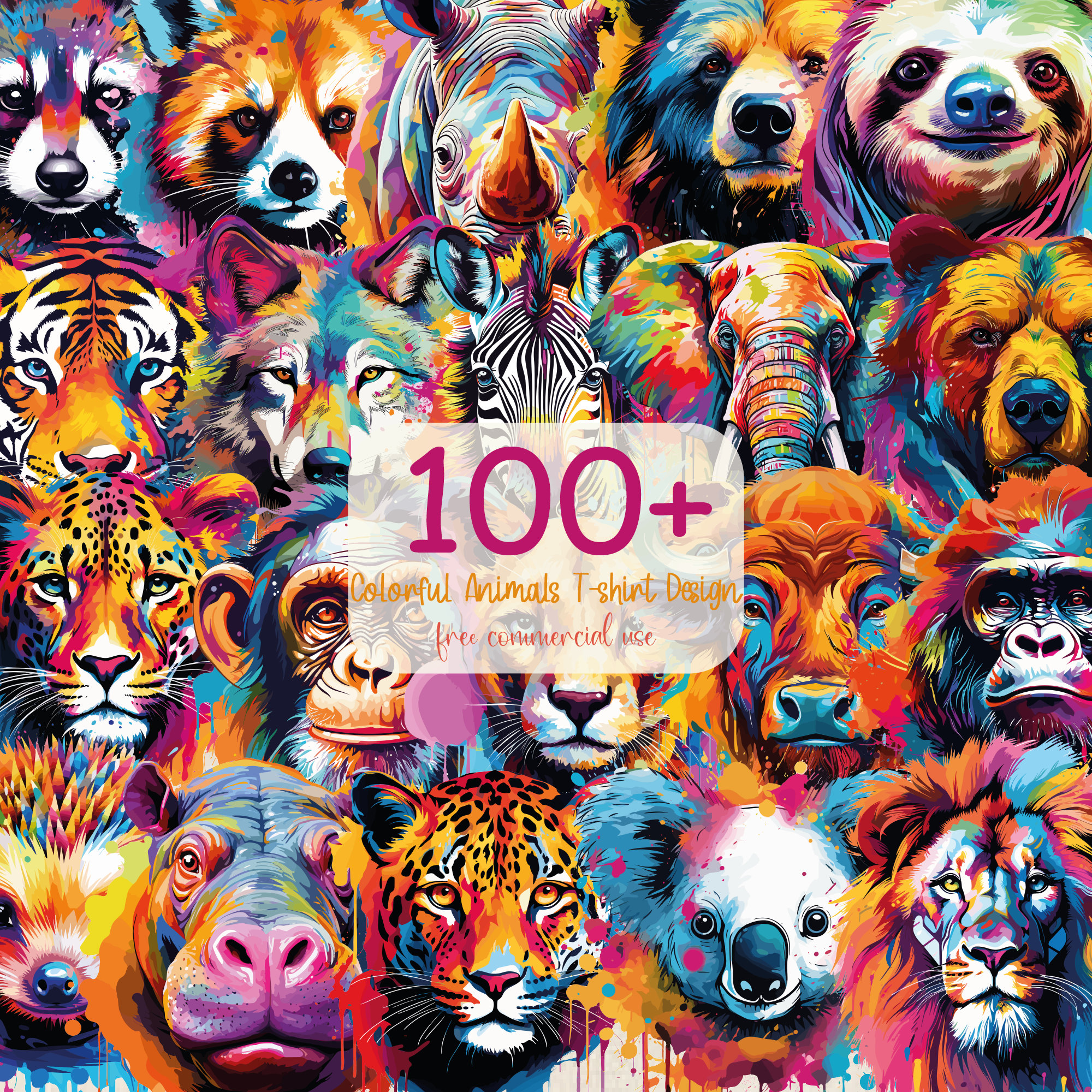 100+ Colorful Animals T-shirt Design Bundle, Animals Clipart Bundle ...