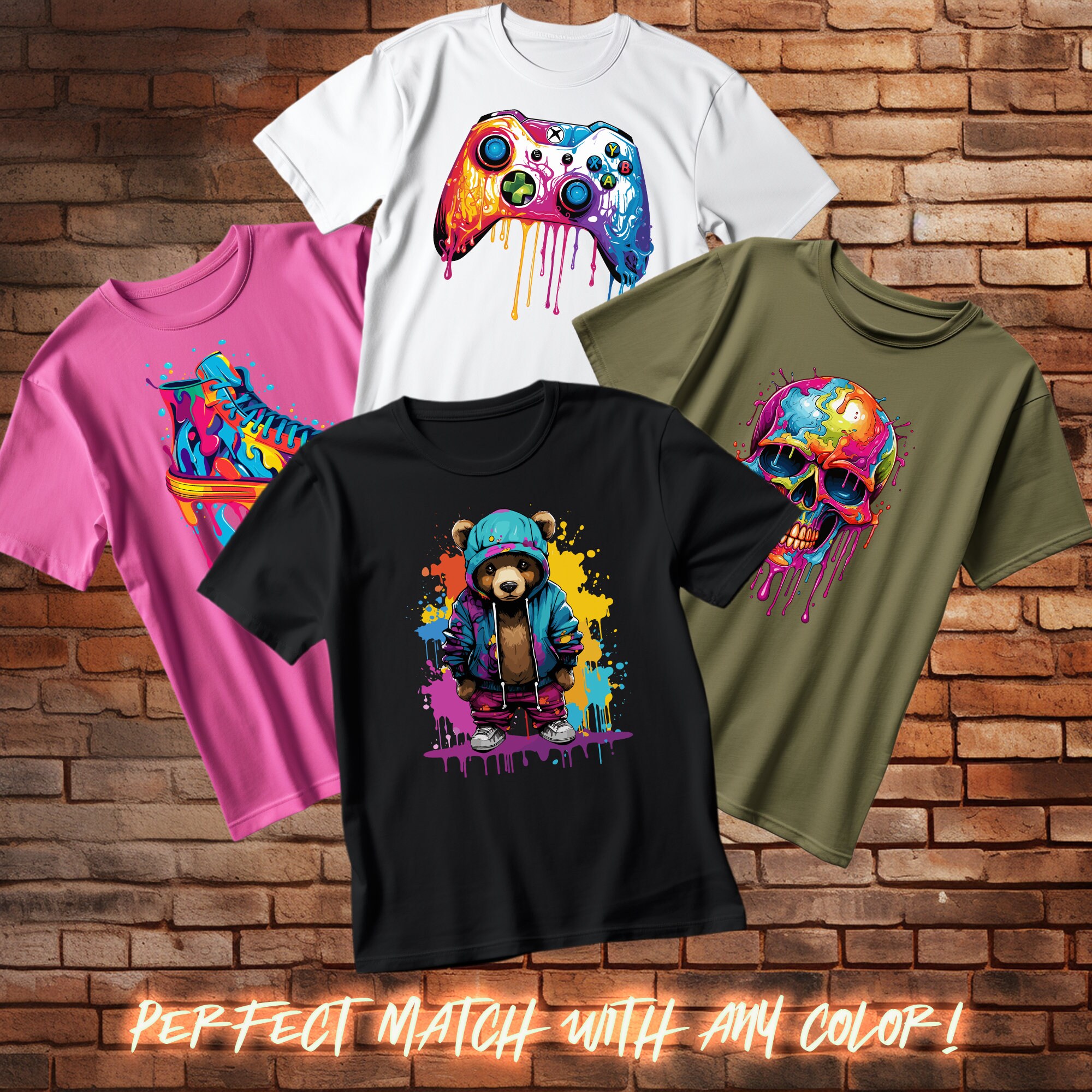 120 Paint Drip T shirt Design Bundle Color Drip Design Premium Tshirt Design Bundle Shirt Design Jaw dropping T shirt Design T shirt Pngs Etsy