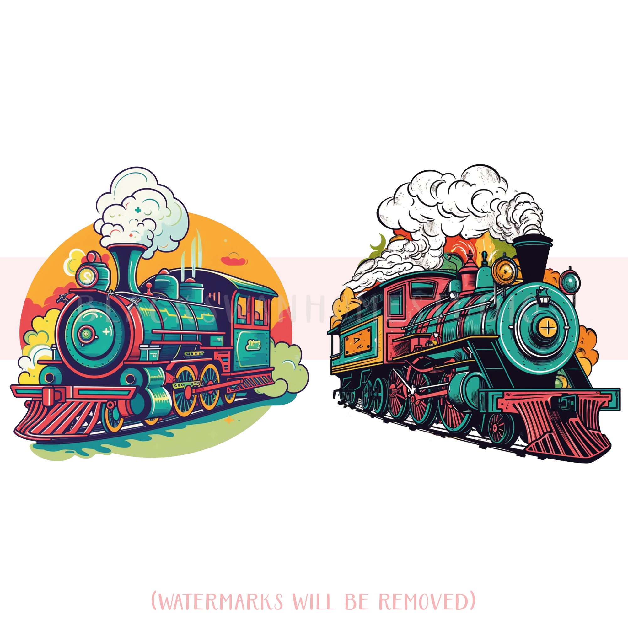 Nursery Train Png Bundle for Sublimation, Steam Locomotive Png File ...
