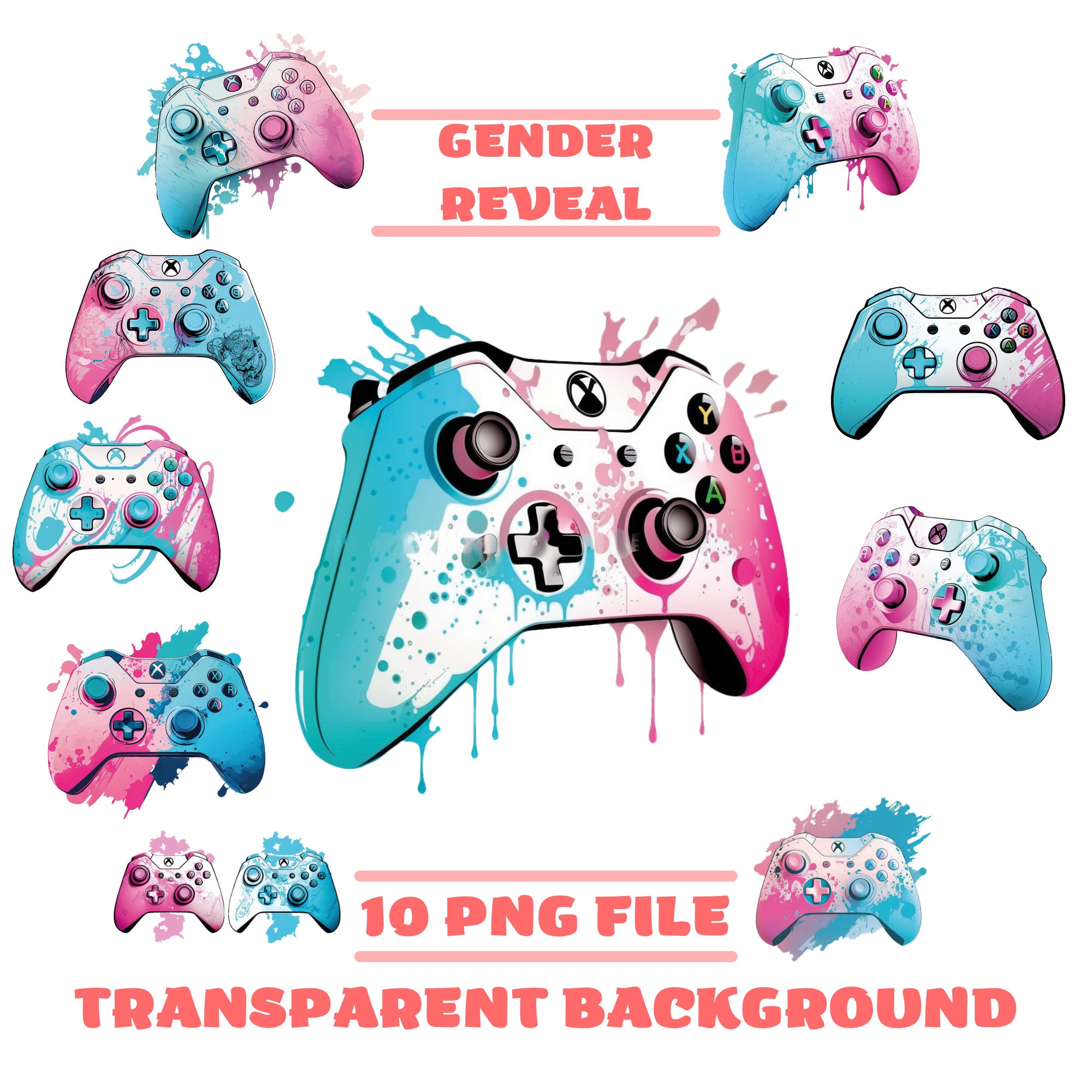 Gender Reveal Video Game Png Bundle for Sublimation Game Etsy
