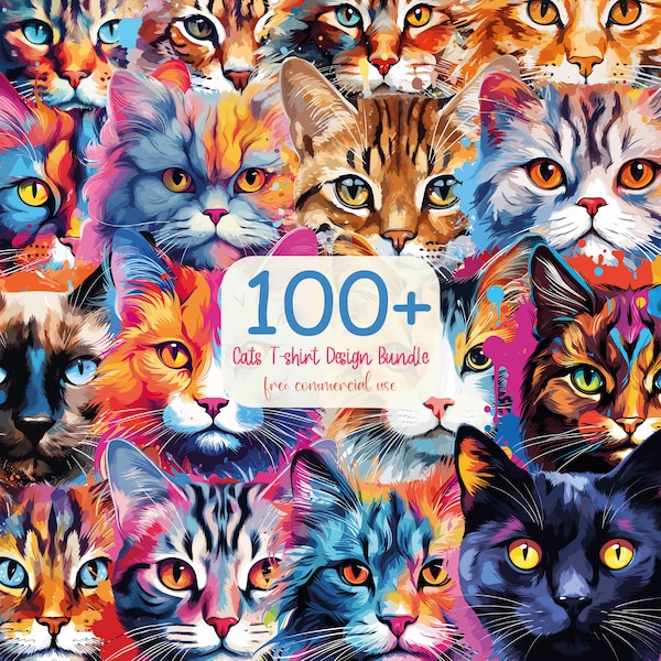 100+ Colorful Cats T-shirt Design Bundle, Cat Breeds Clipart Bundle, Cats Png for Sublimation, Cats Drawing Png Bundle,Cat Breeds Png Bundle