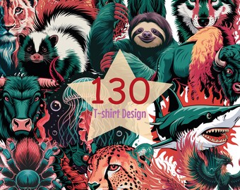 130 T-shirt Design Bundle ,Premium Tshirt Design Bundle, Shirt Design Pack, T-shirt Sublimation Png, Sublimation Files, Cut Files for Shirts