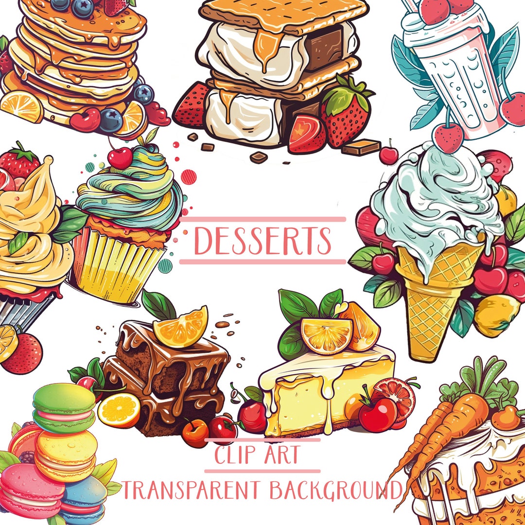 Desserts Clipart Bundle, Dessert Png for Sublimation, Bakery Png Bundle