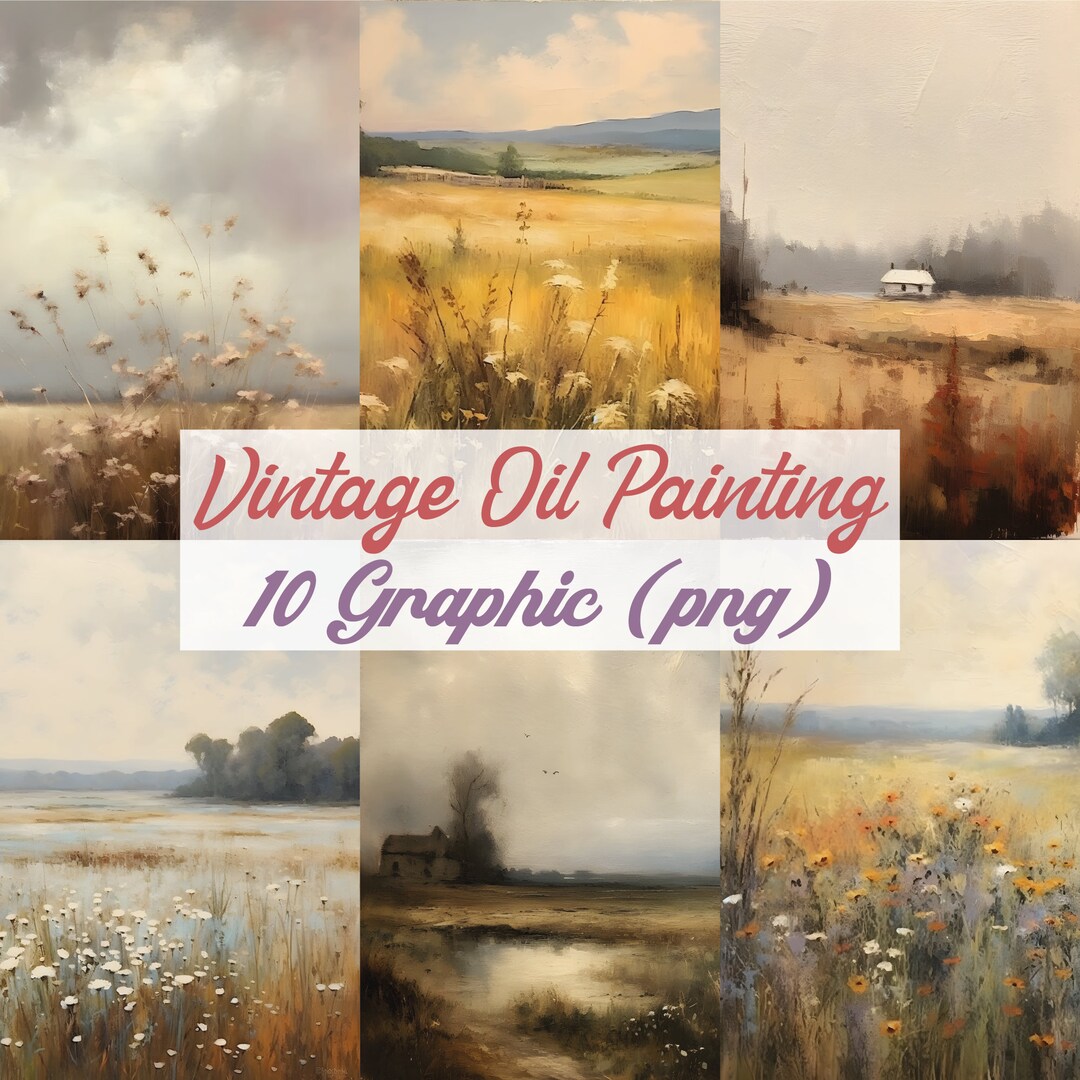 Vintage Landscape Scrapbooking Paper Vintage Oil Painting Etsy