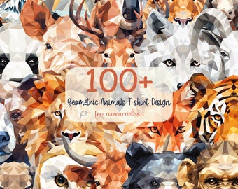 110+ Geometric Animals T-shirt Design Bundle, Animals Pngs, Animal Png for Sublimation, Animal Sticker Design,Animal Png for T-shirts Design