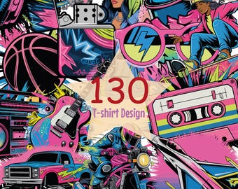 130+ Colorful T-shirt Design Bundle, Urban Style Tshirt Designs, Neon Pink Tshirt Png, Neon Tshirt Png, Street Style Png,DTG Sublimation Png