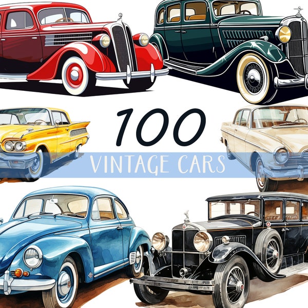 Old Cars Clipart Bundle, Old Cars Png Bundle, Vintage Cars Png Files, Vintage Cars Digital Download, Old Cars Clipart for Tshirt, Retro Cars