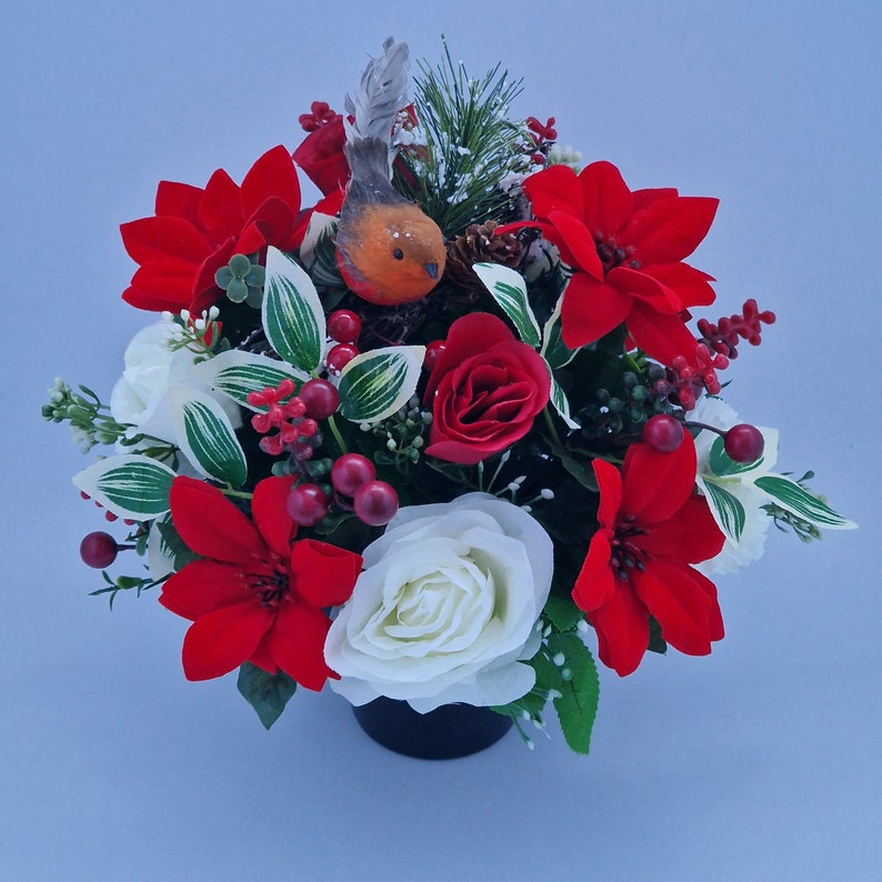 Christmas Grave Memorial Pot Arrangement With Velvet Etsy UK