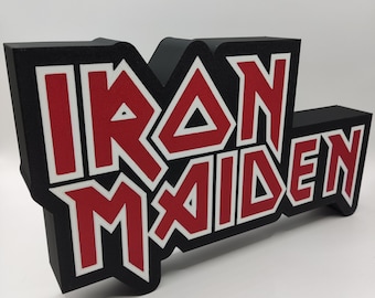 Luminária LED con logotipo clásico de Iron Maiden - Decoración de banda de Heavy Metal - Presente para fãs de Up The Irons