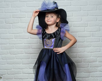 Halloween Witch Kids Costume, Children Halloween Dress, Toddler Costume, Birthday Party Dress, Photoshoot Dress