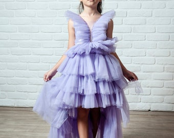 Girls Lilac Party Dress, Children Birthday Dress, Ball Dress, Girl Party Costume, Fancy Dress up
