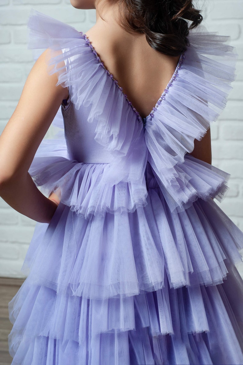 Girls Lilac Party Dress, Children Birthday Dress, Ball Dress, Girl Party Costume, Fancy Dress up image 5