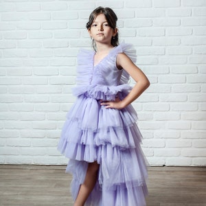 Girls Lilac Party Dress, Children Birthday Dress, Ball Dress, Girl Party Costume, Fancy Dress up image 2