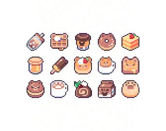 Bear Cafe Sub Badges / Bit Badges For Twitch | Cute Premade Pixel Art Stream Badges
