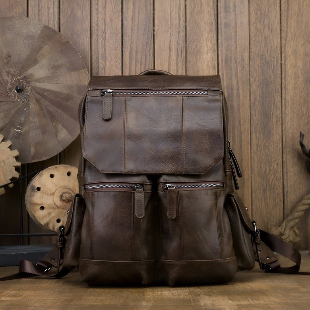 Handmade Leather Backpack Unisex Rustic Satchel Bag Laptop, Full-grain ...
