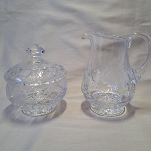 Vintage Lead Crystal Sugar Bowl & Creamer